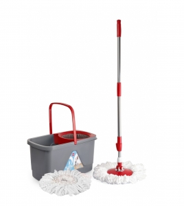 cello Kleeno Total Clean 360 Degree Bucket Spin Mop with 1 Extra Micro Fiber Refill Mop
