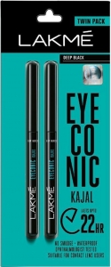 Lakmé Eyeconic Kajal Twin Pack (Deep Black, 0.35 g Each)