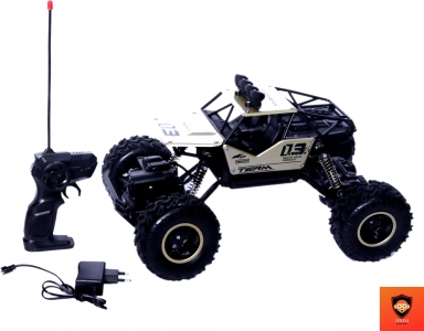 Toylelo Waterproof Remote Controlled Rock Crawler RC Monster Car With Wheel Remote (Golden, Blue)