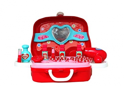 Toylelo Beauty Make up Set, Girls Pretend Play Styling Salon Toy Set for Girls (RED)