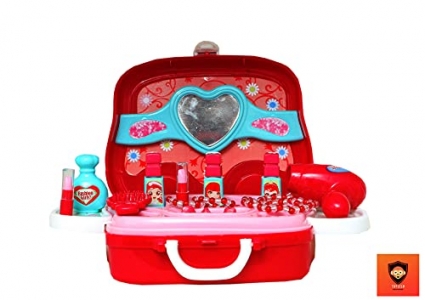 Toylelo Beauty Set Makeup Kit Pretend Play Accessories for Girls (Red)