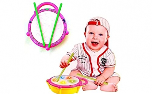 Toylelo Flash Drum Toys for Kids with Light & Musical Sound Colorful Plastic Drum for Children's Baby Toy Best Gift for Boys & Girls (Multi Color)