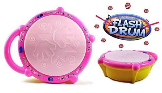 Toylelo Flash Drum Toys for Kids with Light & Colorful Plastic Drum for Childrens Baby Toy Best Gift for Boys & Girls (Multicolor)