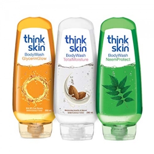Think Skin Bodywash Complete Care Pack Neem Protect, GlycerinGlow & Total Moisture Shower Gel- 250 ml (Assorted Pack of 3)
