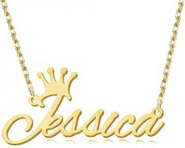 Smart Gift Personalized Customized Name Necklace Chain Brass Pendant for Women and Girls Crown Design Customize Gift