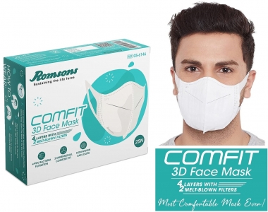 Romsons Comfit 3D Face Mask COMFIT 3D FACE MASK 4 LAYERS GS-6146 Reusable Cloth Mask With Melt Blown Fabric Layer (White, Free Size, Pack of 25)